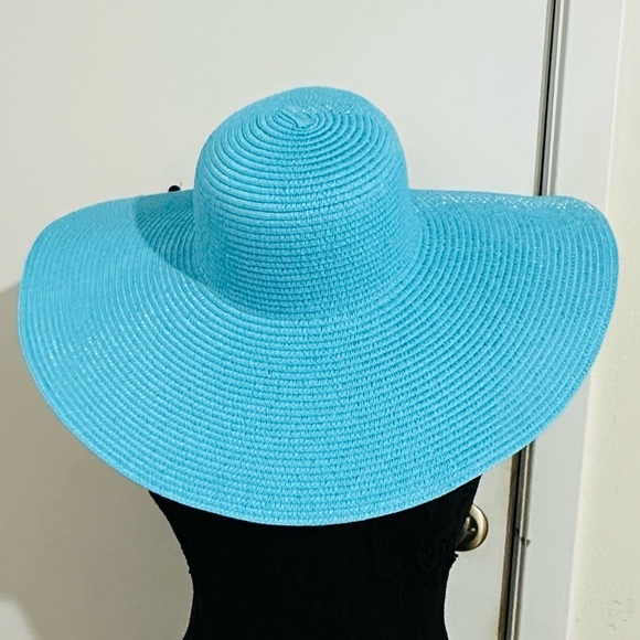Natasha oversized wide brim off blue straw hat main image 6